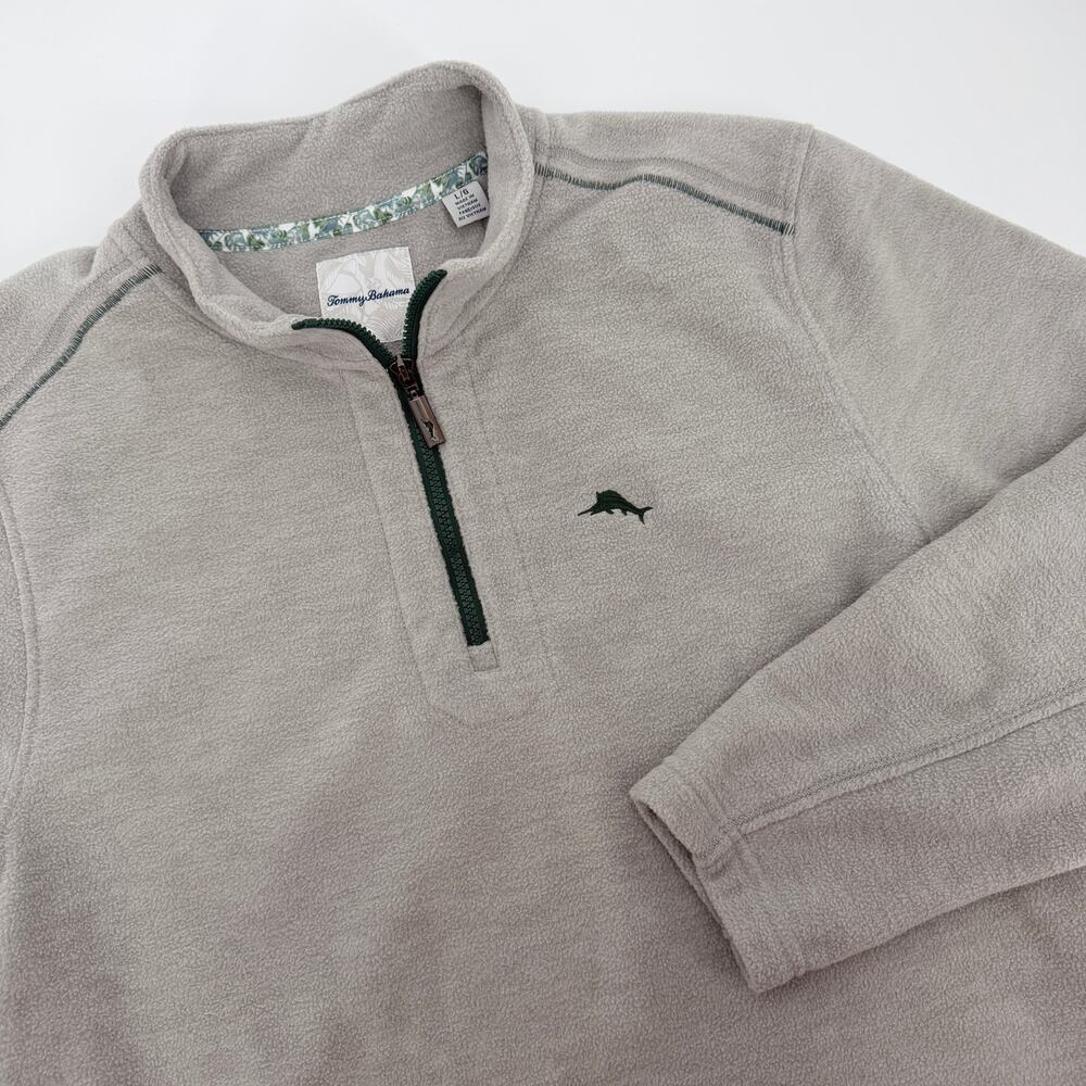 Tommy Bahama 1/4 Zip Pullover Marlin Fleece Gray Men's L NWOT